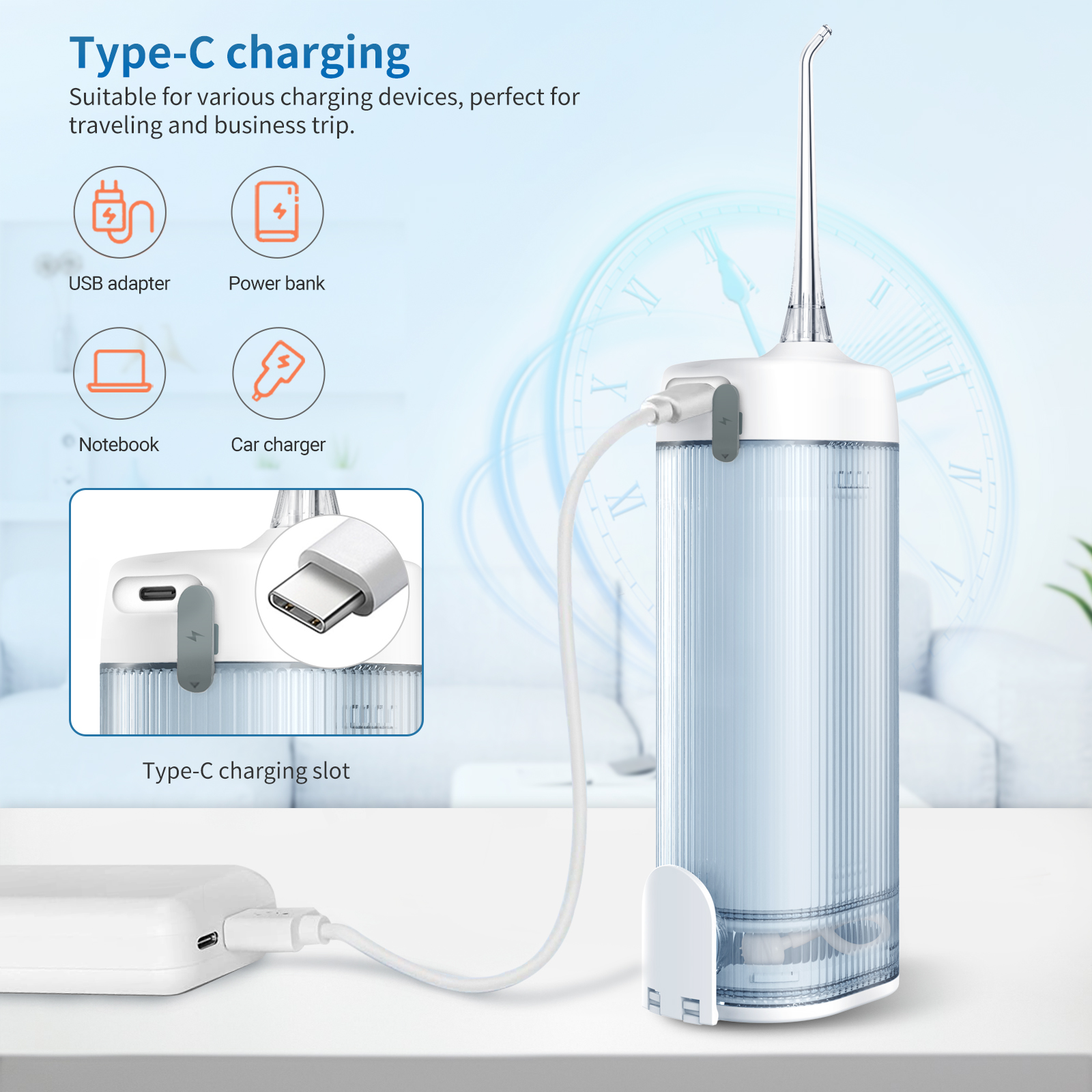 Dentiden Mini Pro | Portable Dental Flosser with 4 Nozzles | IPX7 Waterproof | Cordless, Rechargeable - Image 4