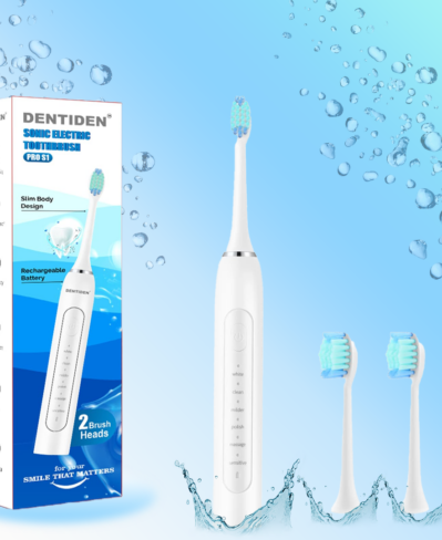 Dentiden Pro S1 Rechargeable Electric Toothbrush | 6 Modes | 36000 Vibrations/Min | 2 Brush Heads